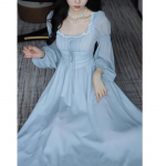 Prantsuse elegantsed printsessi &otilde;htupeo Midi kleidid naistele S&uuml;gis Slim Bandage pikkade varrukatega Vestidos Korea kevadriided XL sinine