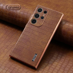 Luksuslik krokodillinahast &uuml;mbris Samsung Galaxy S24 Ultra S23 S23FE kate Galaxy A55 A35 A25 A05s A54 A34 A14 pinnakattega pehme silikoonist kaitsekate galaxy s24 plus pruun