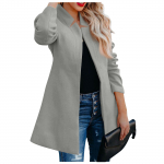 Naiste mood s&uuml;gis-talvine keskmise pikkusega trent&scaron;mantel Klassikaline esirihmaga jakkmantel L khaki