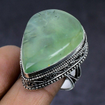 Prehnite Gemstone handmade 925 Sterling Silver gift Jewelry Ring Size 7.5 q2a05