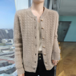 Naiste ka&scaron;miirkardigan Qinghe ka&scaron;miir 30% ka&scaron;miir 70% vill s&uuml;gis-talvine ka&scaron;miirkardigan pehme ja soe L pruun