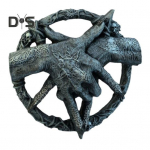 Kuradik&auml;si Kitsesarv Kujukese seinakaunistus Kodukontor Elutuba Vannituba Seinakunst &Otilde;udne deemon K&auml;sivaigust kuju Skulptuur Seinaornament A