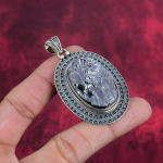 Kare &scaron;ungiit ripats, 925 Sterling h&otilde;bedast ripats kalliskivist ehe, k&auml;sitsi valmistatud h&auml;mmastav ehe ripats, kingitus talle 2.48 Inches