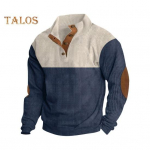S&uuml;giskevadine Meeste dressipluus n&ouml;&ouml;pidega kaelus Colorblock viilutatud pikkade varrukatega pullover Sport vabaaja igap&auml;evane topp M punane