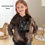 T&uuml;drukute 3D-kassi kapuutsiga pullover, pikkade varrukatega 3D-prindiga lasteriiete mood kost&uuml;&uuml;mid t&uuml;drukutele vanuses 2&ndash;12 aastat 140