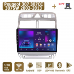 Android Carplay Auto Raadio Peugeot 307 307CC 307SW 2002-2013 Multimeediam&auml;ngija Peaseade Stereo GPS Navigatsioon BT WIFI 4+64GB 1+16GB