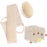 3 tk Natural Loofah kehakoorija komplekt Sisal Back Scrubber Loofah k&auml;snpadja ja sisalseebis&auml;&auml;stja kooriv orgaaniline du&scaron;&scaron; beež