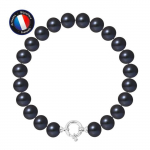 Bracelet - PERLINEA - V&eacute;ritable Perle de Culture d'Eau Douce 9-10 mm - Argent 925 - Noir - 18 cm