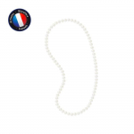 PERLINEA - Sautoir - Perle de Culture d'Eau Douce AAA+ - Semi-Ronde 8-9 mm - Blanc Naturel - 60 cm - Bijoux Femme