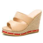 Moodsad paksu p&otilde;hjaga platvormiga naiste sussid kiilkontsad muulad kingad suvised sandaalid naistele avatud varba k&otilde;rge kontsaga kiilkontsad daamid 34 beež