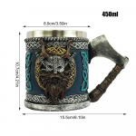 Vikingi &otilde;lleklaas Valhalla vaik roostevabast terasest kruus Warrior Beer Steins joogin&otilde;ud Tomahawk Tankard kohvitass tee trumli sisekujundus 450ml