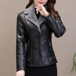 Plush Lapels Faux Faux nahast jakk naistele Nahkjakk S&uuml;gisene Slim Fit kardiganmantel Pealisr&otilde;ivad Daami l&uuml;hike jope XS khaki