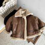 Talvine soojad lapsed sametsoojad jakid mood beebid lapsed fliisist v&auml;lisriided Korea poistele t&uuml;drukutele t&otilde;mbluku paksusega seemisnahast mantel 90cm kohv