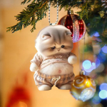 K&otilde;huga kassi akr&uuml;&uuml;list rippuv kaunistus Kodu siseruumides j&otilde;ulupuu auto tahavaatepeegel 2D lame, suure k&otilde;huga kassipoeg rippuv ornament Multikas beež