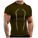 Meeste l&uuml;hikeste varrukatega liibuvad hingavad kiiresti kuivavad riided fitness sporditreeningriided meeste T-s&auml;rgid L armee roheline v&auml;rv