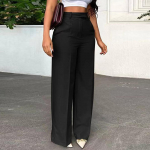 K&otilde;rge v&ouml;&ouml;kohaga eesriide sirge laia s&auml;&auml;rega vabaaja naiste pidulikud p&uuml;ksid L must