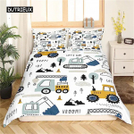 Tekikate Cartoon Ekskavaator Traktor King Tekikate Cartoon Ehitus Veoauto voodipesu komplektid S&otilde;iduk Lastetoa Sisustus AU Double(180x210cm)