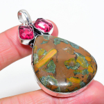 Bamboo Coral, Rubillite 925 Sterling Silver Jewelry Pendant 2.44 r3o01