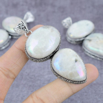 Rainbow Moonstone Gemstone Ethnic 925 Silver Gift Jewelry Pendant 2.96 v4a74