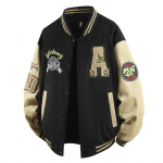 Varsity Pesapalli Tikitud Bomberjakk Meeste Hip Hop Harajuku Lapitehnika Streetwear Naiste Unisex Kolledžijakid M must