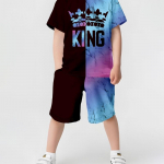 Lastekomplektid Suve&uuml;likond T&uuml;drukule L&uuml;hikeste varrukatega T-s&auml;rk poistele Laste l&uuml;hikesed p&uuml;ksid 3D-kroontr&uuml;kiga &Uuml;markaelusega lasteriided 110