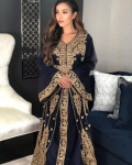 K&auml;sitsi valmistatud tuminine abaya kleit stiilne pikk Maroko Dubai Farasha kaftan XS tumesinine v&auml;rv