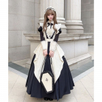 Gooti Lolita teenijanna kleit viktoriaanlikus stiilis pikkade varrukatega cosplay riietus klassikaline pitsist p&otilde;lle kost&uuml;&uuml;m naistele elegantne peokleit 2025 S valge