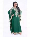 Farasha kleit Maroko stiilis Abaya Pikk K&auml;sit&ouml;&ouml;ga Dubai Islami Kaftan XS roheline