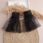 Kihiline plisseeritud pits laienenud varrukad Randmesoojendajad Vale k&auml;tised 1 paar eemaldatavad k&auml;tised v&otilde;ltsvarrukad must