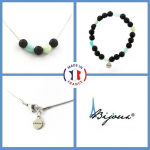 Pierres et Min&eacute;raux. Parure bijoux Bracelet Collier Perles Lave 8 mm + Amazonite du Br&eacute;sil. Taille personnalisable.