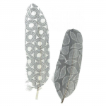 Plumes imprim&eacute;es - Noir et Blanche - G&eacute;om&eacute;trique - 6 unit&eacute;s - 4x11.5 cm - 14x4.5 cm must