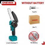 ONEVAN 6-tolline harjadeta elektriline kettsaag 3500 W juhtmeta laetav puidut&ouml;&ouml;tlemise aiasae t&ouml;&ouml;riist Makita 18 V aku jaoks Without battery