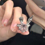 Armsad Rabbit Ear reguleeritavad r&otilde;ngad Bunny Zircon ehete avamisr&otilde;ngad 1pc