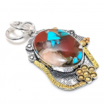 Spiny Oyster 925 Sterling Silver Jewelry Two Tone Pendant 2.01 b8h85