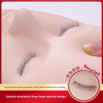 Kolmekihiliste simuleeritud ripsmetega ripsmepraktika mudelipea Three-layer Eyelash Head Model roosa