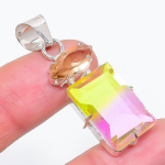 Bi-Color Tourmaline Handmade 925 Sterling Silver Jewelry Pendant 1.77 h7y97