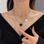 Punk Senior Fashion Naiste ripats Kaelakeed Peened Double Link kett metallist S&uuml;dame Peo Kaelakee Ehted Kingitus