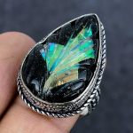 Natural Austrlian Opal Doublet 925 Sterling Silver Jewelry Ring Size 9 c7a26