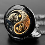 Vintage Retro Kuldne Pronks Kahekordne Hunt Yinyang Kvartskell Unisex Meestele Naistele Taskukell Kvartskett Ripatskell Kett Klassikaline Numbrilaud Ehted Kingitus x1