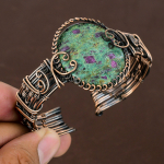 Ruby in Zoisite Handmade Copper Wire Wrap Bangle Adjustable z2W69
