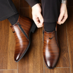 Retro kauboisaapad Nahast kingad Chelsea saapad terava ninaga Meeste saapad T&otilde;mblukuga Meeste poolsaapad S&uuml;gistalvise kleidi kingad 43 pruun