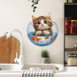 Multikas Veepaak Kass K&ouml;&ouml;k Restoran Kodu Seina Taust Ilukaunistus Dekoratsioon Seinakleebised 29*29cm/fun-f534