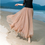 Puhkus Pikk Suvine Ranna Sifonki M&auml;hkimiskleit Katteks Naistele K&otilde;rge V&ouml;&ouml;kohaga Plisseeritud Tantsupeo Seelikud XL