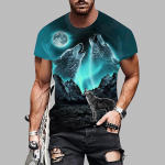 Uus Suvine Meeste Moe T-s&auml;rk Personality Wolf Printed Meeste T-s&auml;rk Top XS sinine