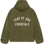 Fear of God Essentials Tekstuuriga Nailonist Kapuutsiga Treenerijakk S&otilde;jav&auml;eline Meeste &Uuml;ler&otilde;ivad Roheline 202BT246375F S white