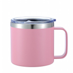 14oz Kohvitass K&auml;epidemega Yetys Tumbler Roostevabast Terasest Vaakuumisoleeritud Termiline &Otilde;llekruus Reisimiseks Termos Lekkimiskindla Kaane ja 14oz (410ml) roosa