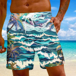 Meeste moe Hawaii mustriga elastse v&ouml;&ouml;kohaga vabaaja joogap&uuml;ksid rannap&uuml;ksid XXXL sinine