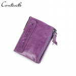 CONTACT'S Genuine Leather Vintage Wallet For Men Short Coin Purse Small Wallets High Quality Designer