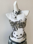 Vintage Y2K Kuuma Kassi HALTER-topid Ameerika Subkultuur Leopardist Lapitekk Vest Naiste Kawaii Kassitr&uuml;kiga Kitsas L&uuml;hike Top S valge