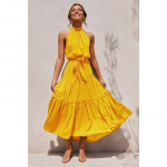 Naiste rippuva kaelusega t&auml;piline tr&uuml;kitud lipsukleit pikk pikk kleit L